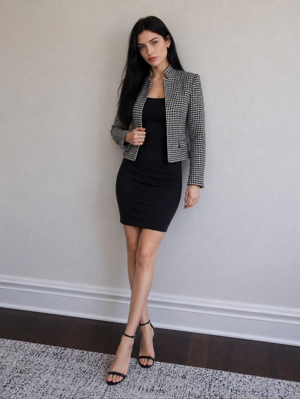 J.Crew Black Ivory Houndstooth Wool Blazer Size 2 | Old Money Chic
